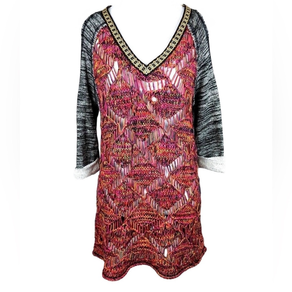 BKE Multicolor Knit Cold Shoulder Sweater